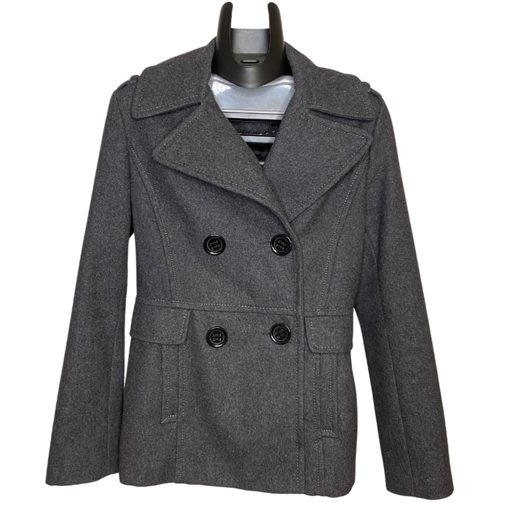 Kenneth Cole Reaction Dark Gray Wool Blend Pea Coat Size 2